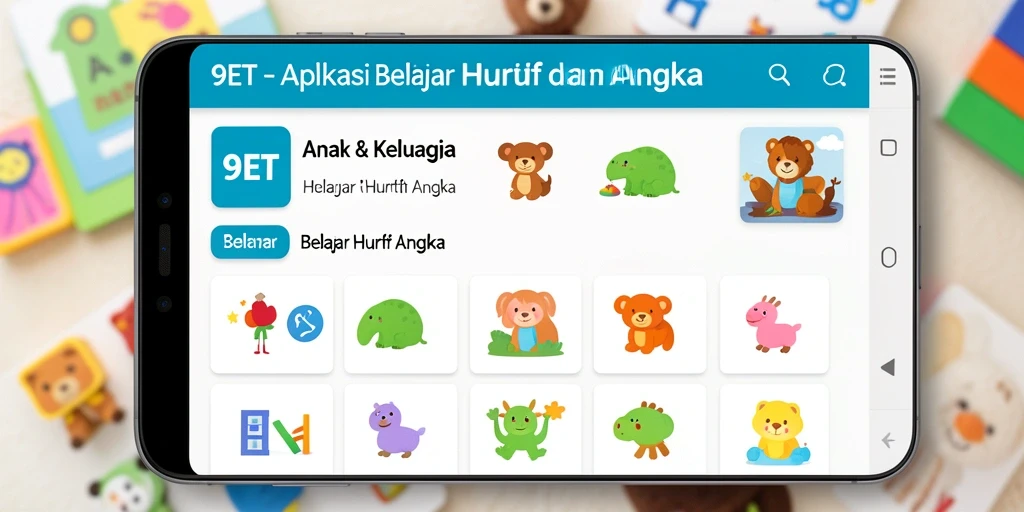 Tampilan antarmuka aplikasi 9ET yang menarik dan edukatif.