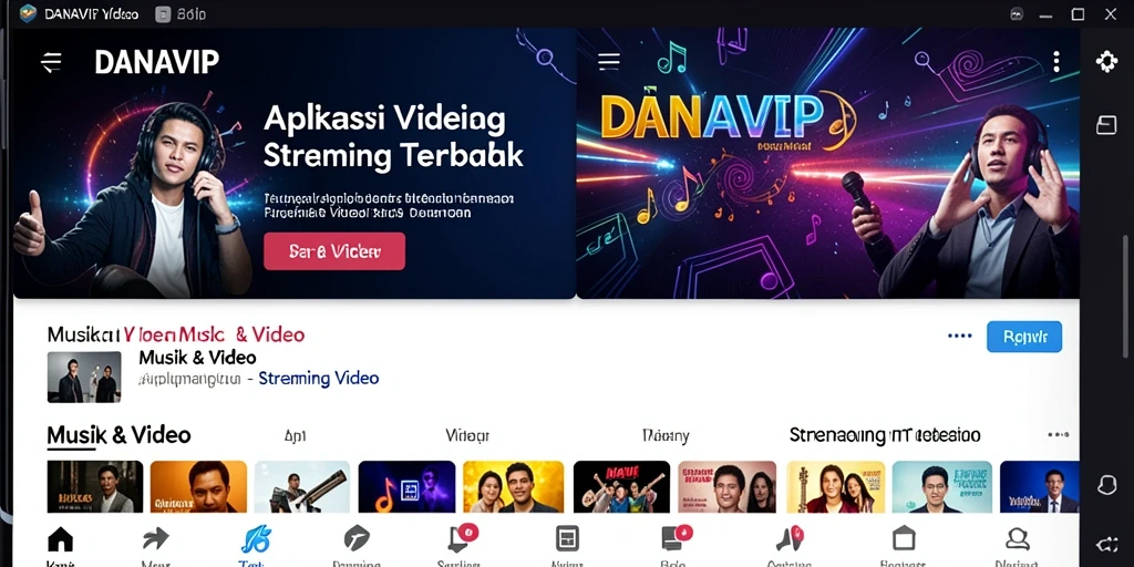 Tampilan antarmuka pengguna DANAVIP untuk streaming video.
