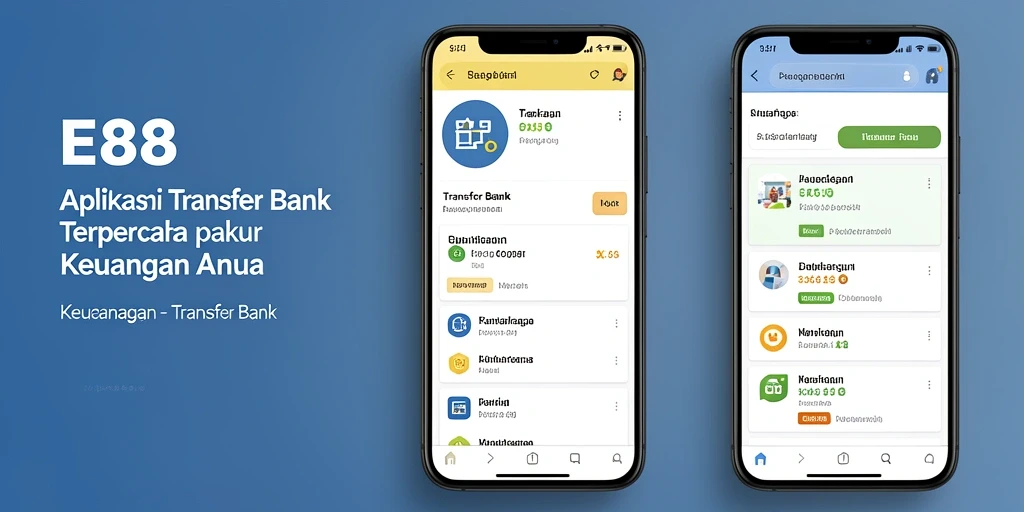 Antarmuka pengguna E88 yang sederhana dan efisien untuk transfer bank.