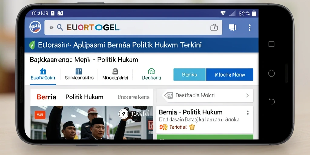 Antarmuka aplikasi EUROTOGEL menampilkan berita Politik dan Hukum terbaru.