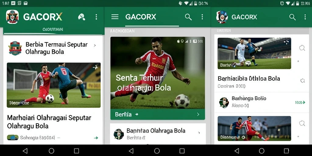 Antarmuka utama GACORX yang menampilkan berita olahraga bola terkini.