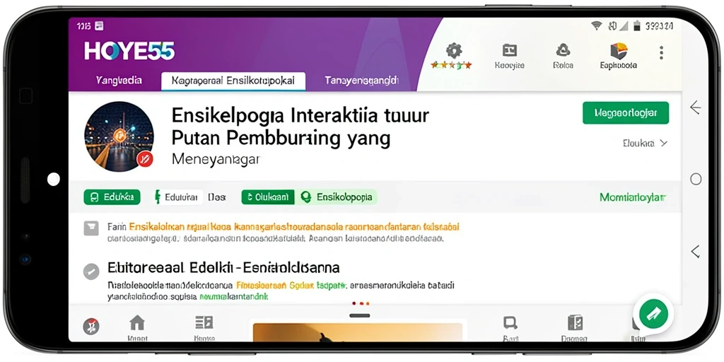 Screenshot HOYE55 menampilkan antarmuka pengguna aplikasi Ensiklopedia.
