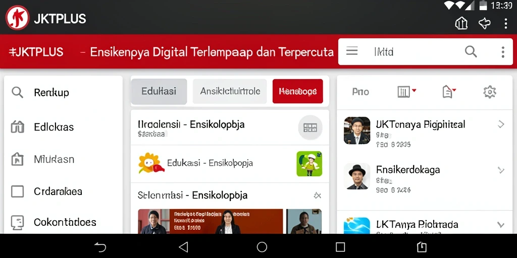 Tampilan antarmuka JKTPLUS yang ramah pengguna dengan berbagai informasi ensiklopedia.
