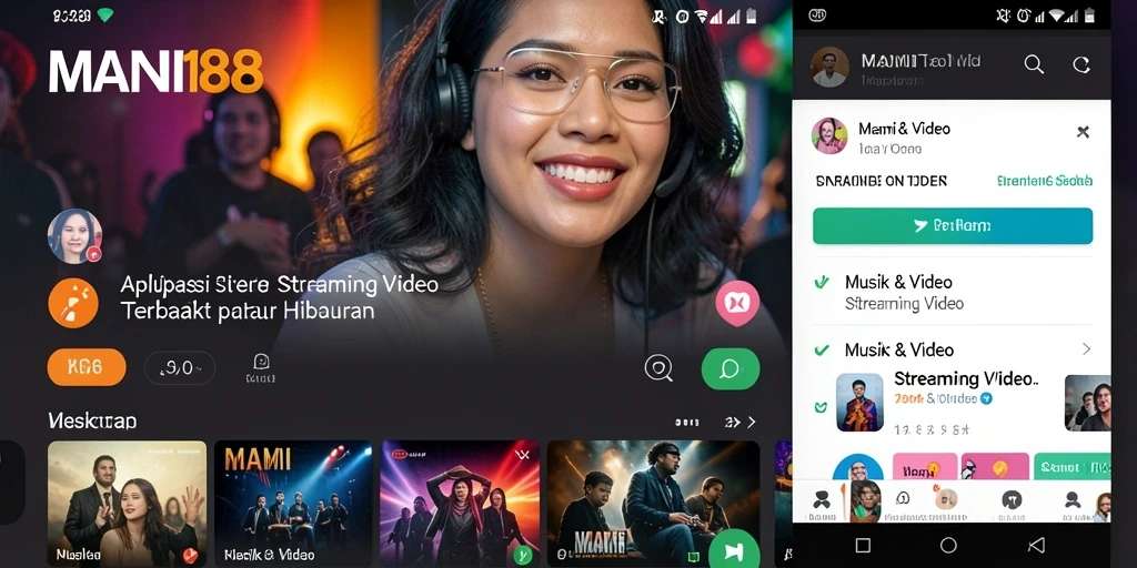 Antarmuka aplikasi MAMI188 yang menarik dan fungsional untuk streaming video.