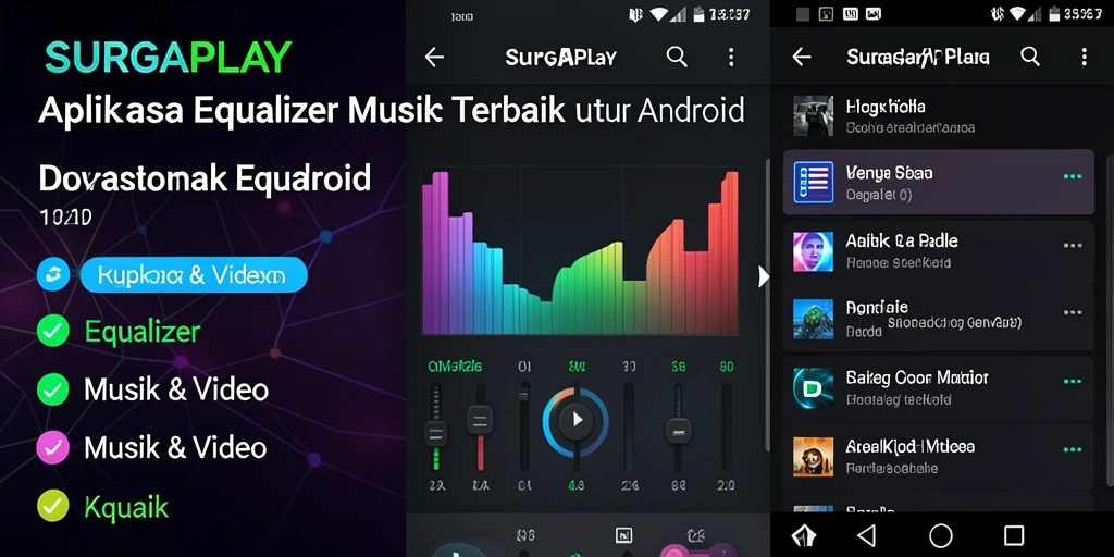 Antarmuka aplikasi SURGAPLAY dengan fitur Equalizer yang menarik.