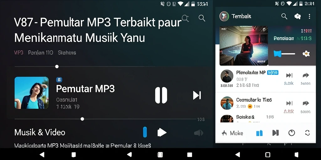 Tampilan antarmuka V87 yang user-friendly untuk Pemutar MP3.